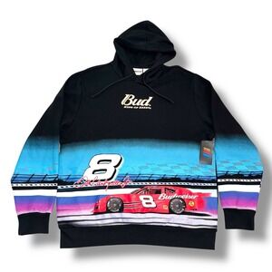 NASCAR Budweiser Dale Earnhardt Jr #8 Men's L Racing King of Beers Black Hoodie